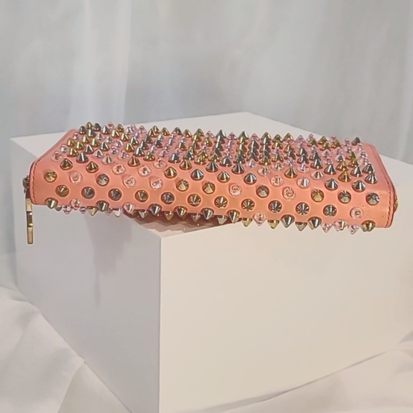 Christian Louboutin Pink Studded Wallet - Picture 4 of 9